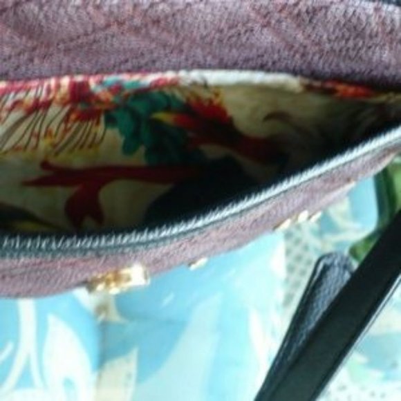 ❤️Vintage Sharif Crossbody Purse Black & Burgundy Rhinestone Studded - Picture 7 of 8